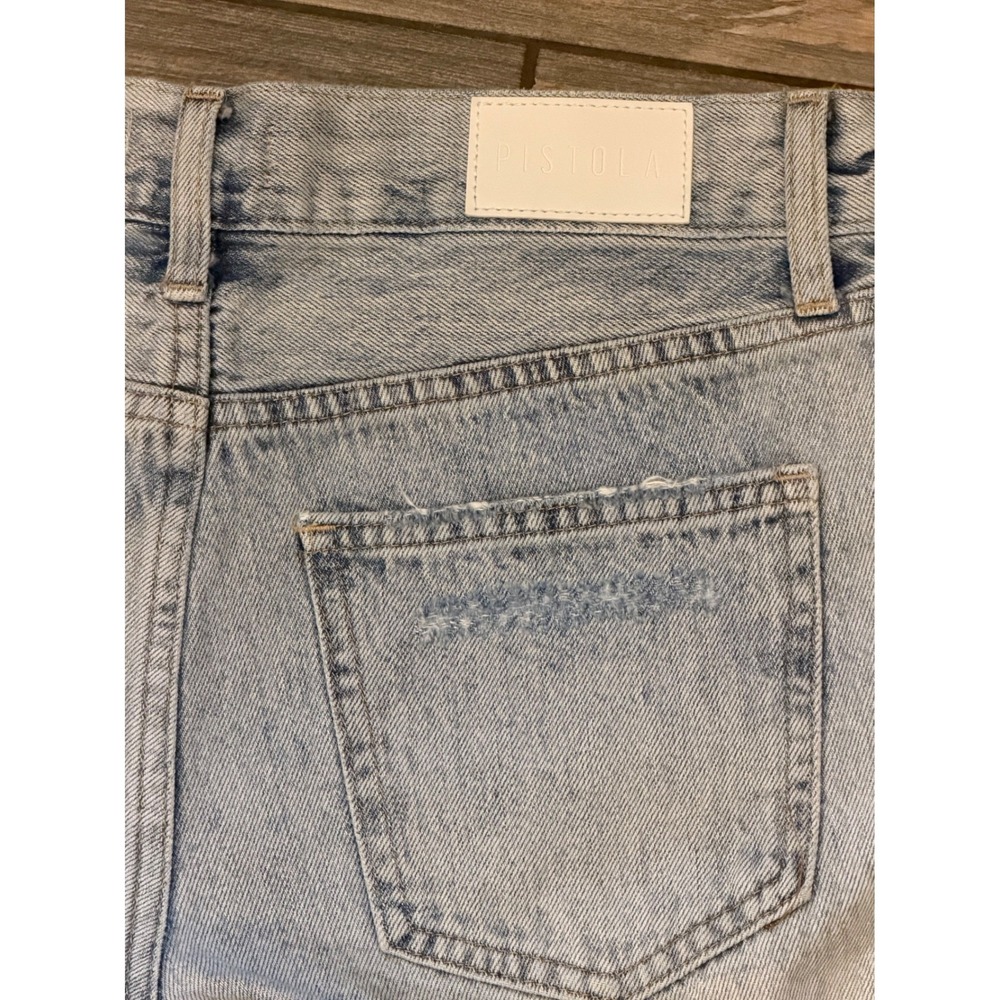 Pistola Distressed Light Wash Denim Shorts Frayed Hem Size 27 100% Cotton Mini - Picture 10 of 10